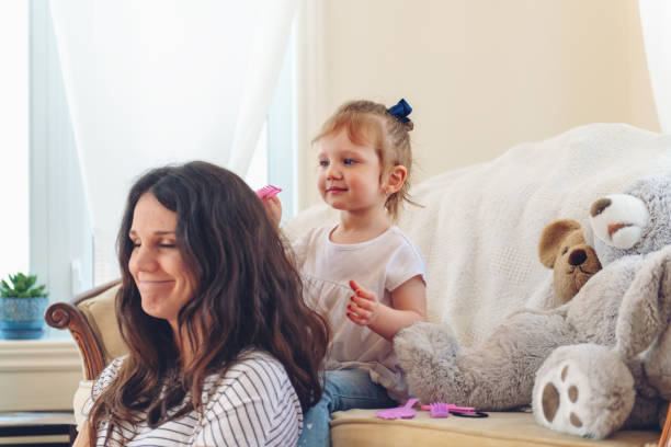 Mother and daughter spending a week-end morning together