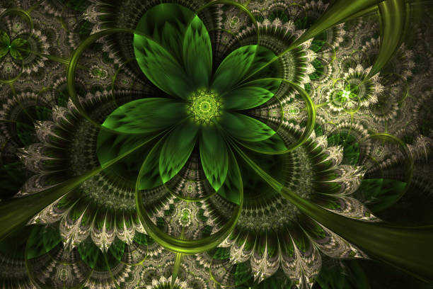 istock Decorative glossy flower digital artwork graphic. 1138613669
