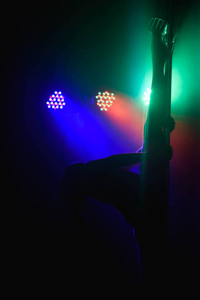 istock Young slim pole dance woman. 1138613711