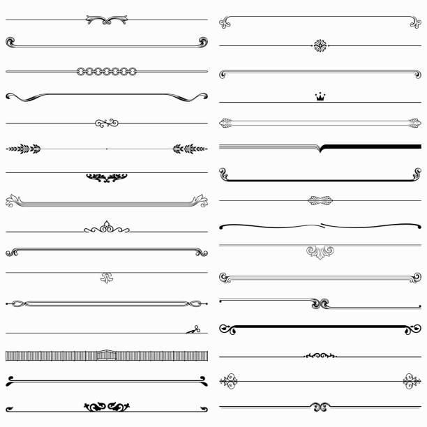 ilustraciones, imágenes clip art, dibujos animados e iconos de stock de los elementos de diseño de divisores - dekorative