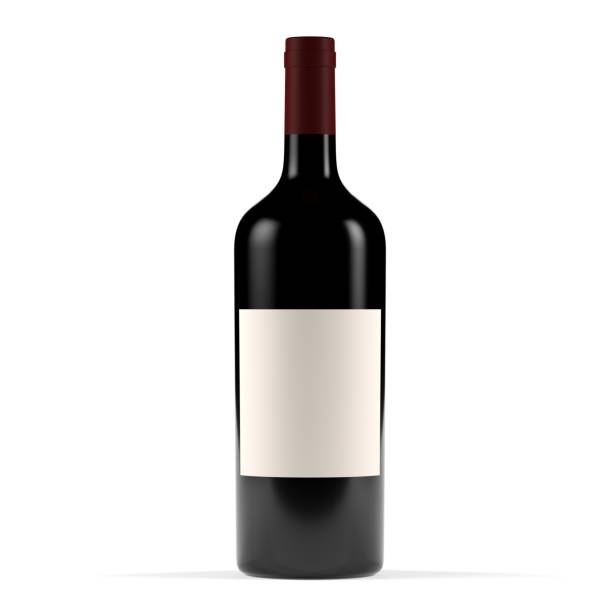 frasco de vinho vermelho com etiqueta em branco - bottle bordeaux green wine - fotografias e filmes do acervo