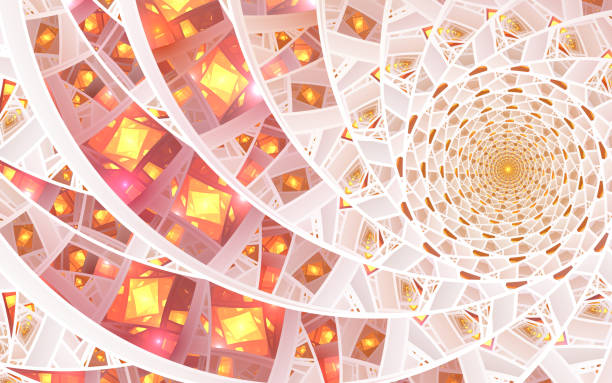 Geometric design. Mosaic texture. Stained glass effect. Artistic abstraction composed of virtual stained glass fragments on the subject art, craft and design, spirituality, imagination, creativity and art