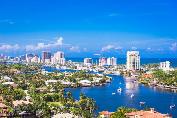 미국 플로리다주 포트 로더데일 - fort lauderdale florida broward county cityscape 뉴스 사진 이미지