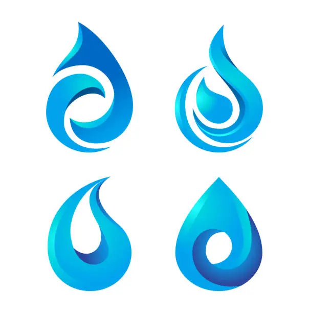 Vector illustration of Water drop icons set.