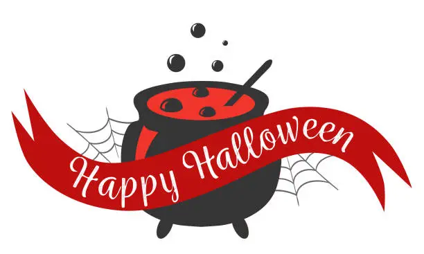 Vector illustration of Happy Halloween logo sign