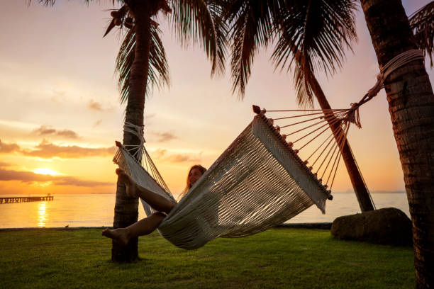 istock girl in a hammock bother palm trees enjoying a tropical vacation 1138623821