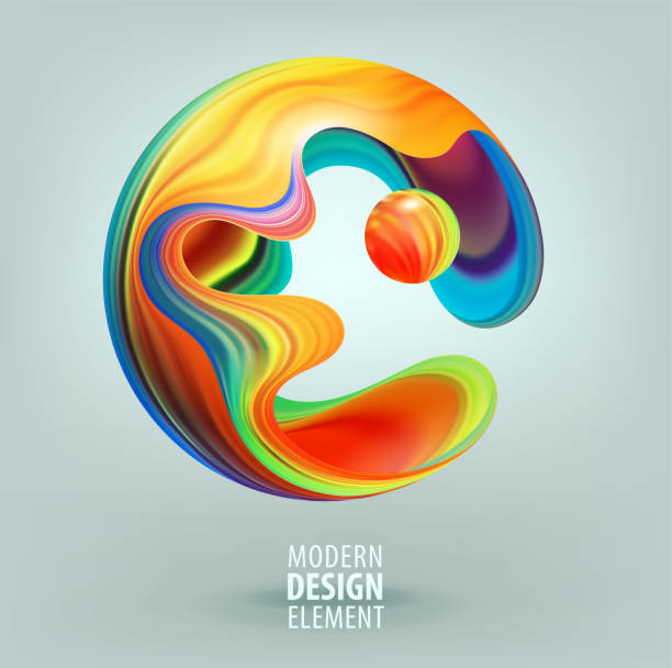 komputerowa kula graficzna ozdobiona płatkami 3d i elementami projektowymi wewnątrz. wektorowa ilustracja logo dla twojego projektu - technology globe sphere planet stock illustrations