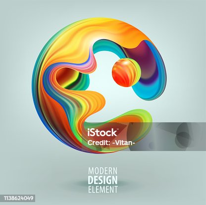 istock Computer graphic sphere decorated with 3d petals and design elements inside. Vector illustration of logo for your design 1138624049