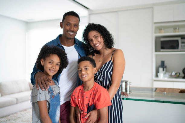 Afro Latin Family Portrait at Home Afro Latin Family Portrait at Home brazilian culture stock pictures, royalty-free photos & images