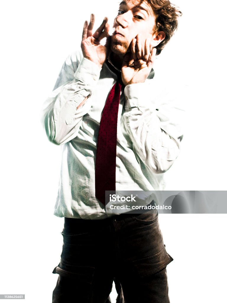 man crushed on glass Human Face, Men, People, Young Adult, Caucasian Ethnicity Adult Stock Photo