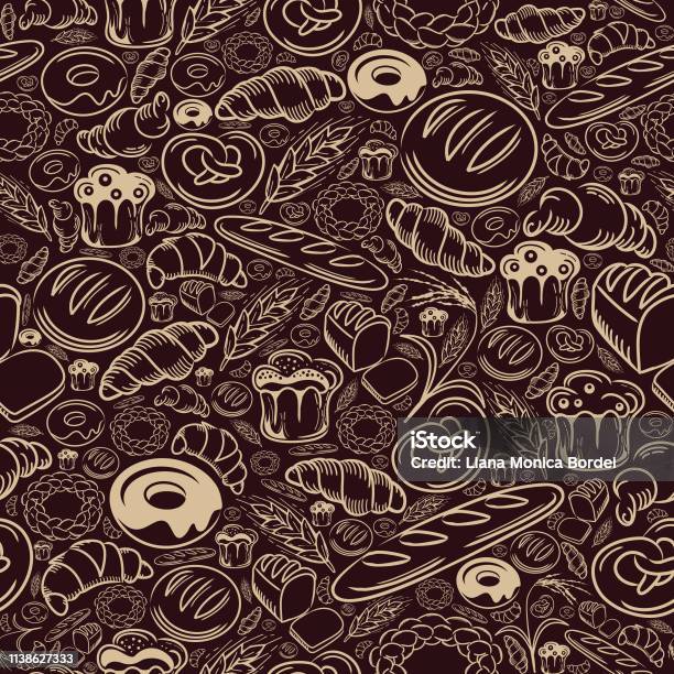 Bakery Seamless Pattern Stock Illustration - Download Image Now - Pattern, Doodle, Food