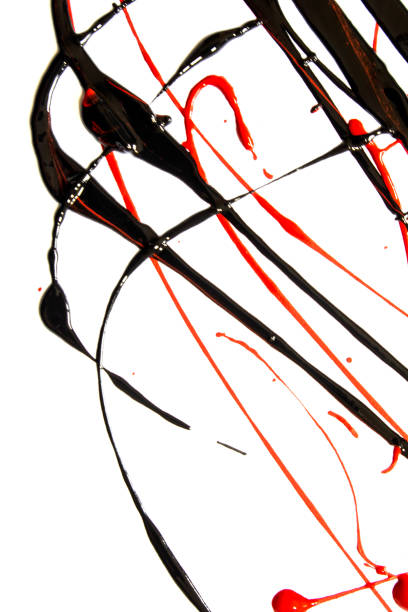 istock Red and Black Acrylic Paint Splatters and spots for Background 1138628837