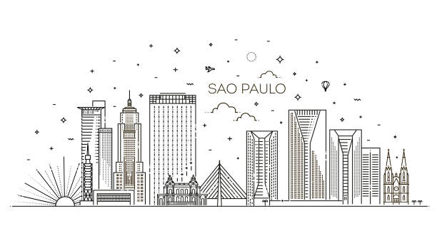 ilustrações, clipart, desenhos animados e ícones de fundo do vetor da skyline da cidade de sao paulo - são paulo
