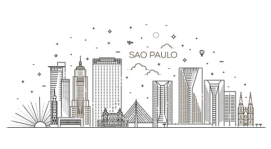 Linear banner of Sao Paulo. Business travel and tourism concept with modern buildings