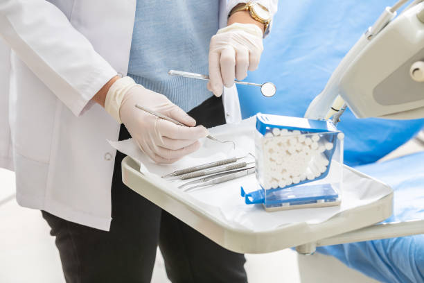 istock Dental tools set for teeth dental care with Dentist 1138633341