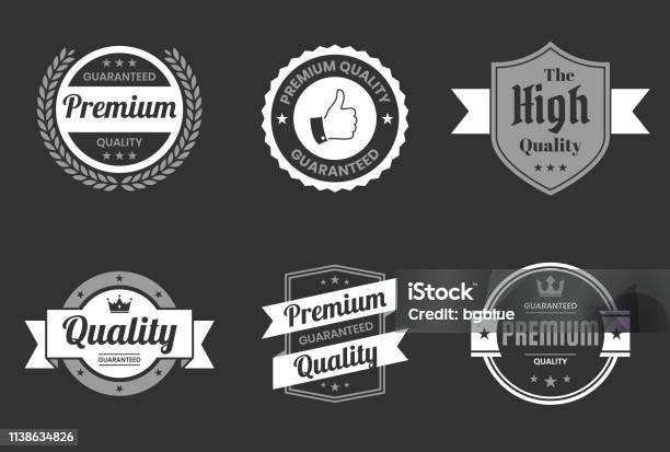 Set Of Quality White Badges And Labels Design Elements Stock Illustration - Download Image Now