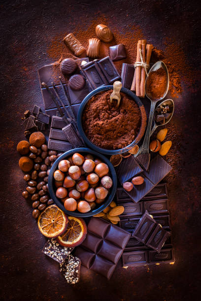 istock Chocolate assortment and cocoa powder shot from above 1138635378