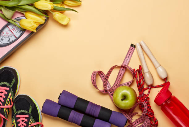 istock Female fitness background. 1138636082