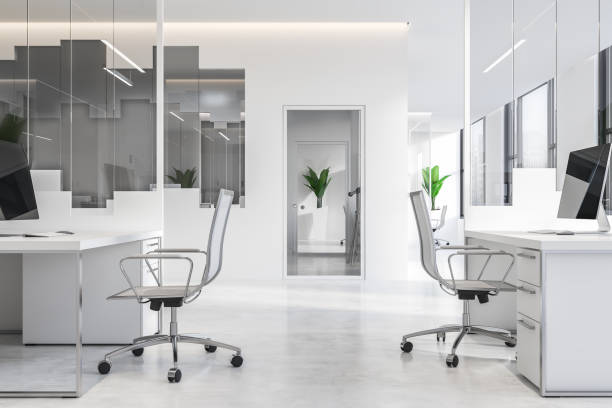 istock White and glass open space office with door 1138636714
