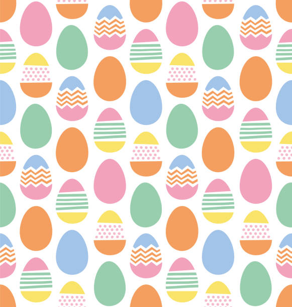illustrazioni stock, clip art, cartoni animati e icone di tendenza di happy easter uova modello senza cuciture - easter egg illustrations