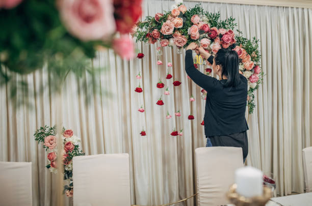 istock Woman making wedding decoration 1138637706