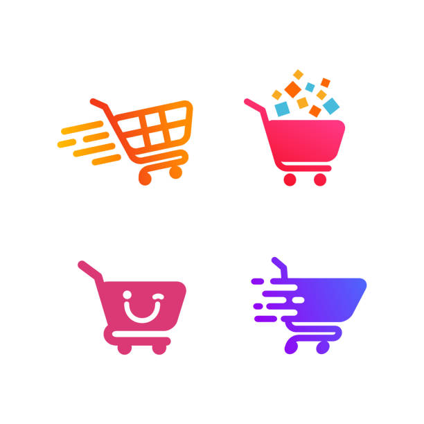 illustrations, cliparts, dessins animés et icônes de graphisme de symbole de panier d'achat. conception d'icône d'achat - caddie