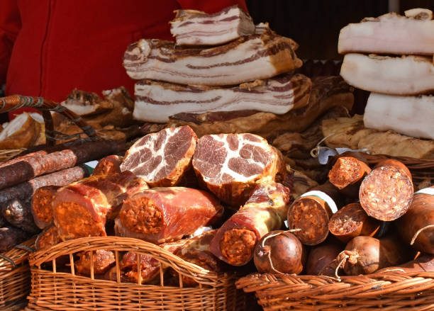 istock Smoked meat sausage and salami 1138648105