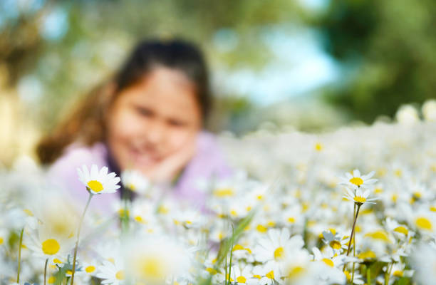 Happy Little Girl on Daisy Meadow