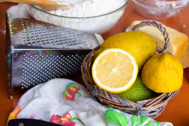 istock lemons in a wicker basket are on the table 1138651592