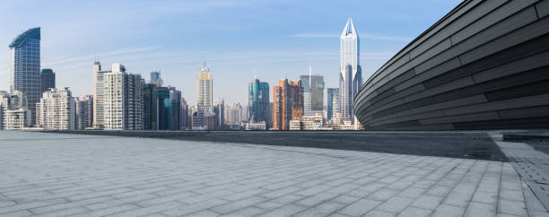 istock empty brick floor with cityscape of modern city 1138651599