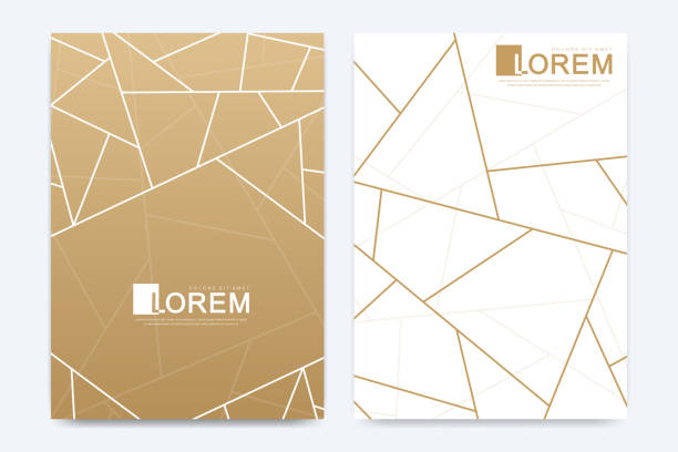 Modern vector template wedding invitation cards with marble texture background and golden geometric lines in the A4 size Modern vector template wedding invitation cards with marble texture background and golden geometric lines in the A4 size. modern magazine layout stock illustrations