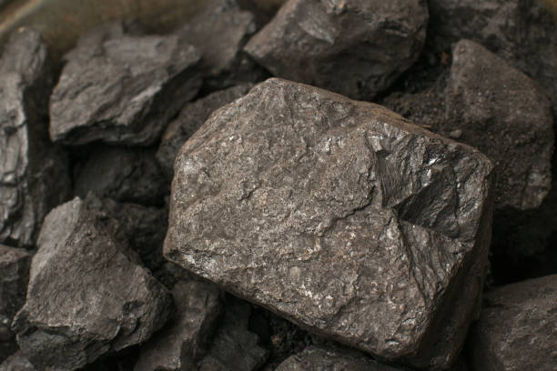 istock Black coal closeup. View from above. Piece of stone 1138655602