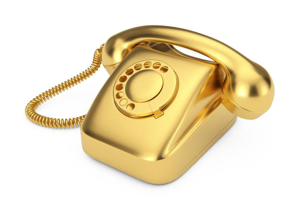istock Gold Vintage Styled Rotary Phone. 3d Rendering 1138657391