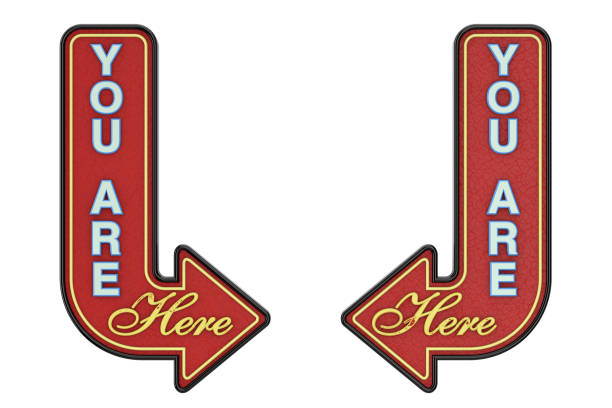 istock Vintage Rusty Metal You Are Here Arrow Sign. 3d Rendering 1138657505