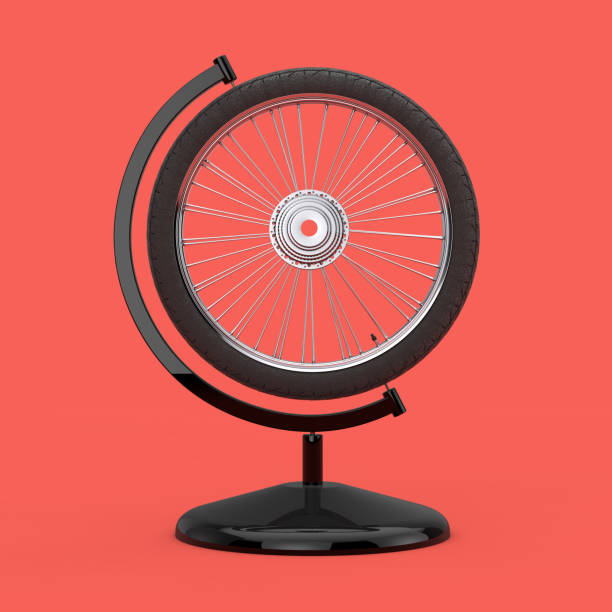 istock Bicycle Wheel in the Shape of Earth Globe. 3d Rendering 1138657529