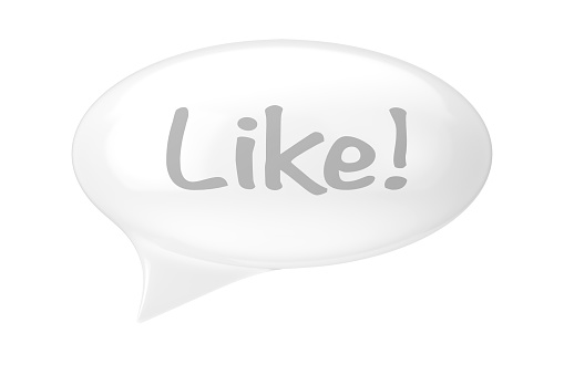 White Speech Bubble with Like Sign on a white background. 3d Rendering