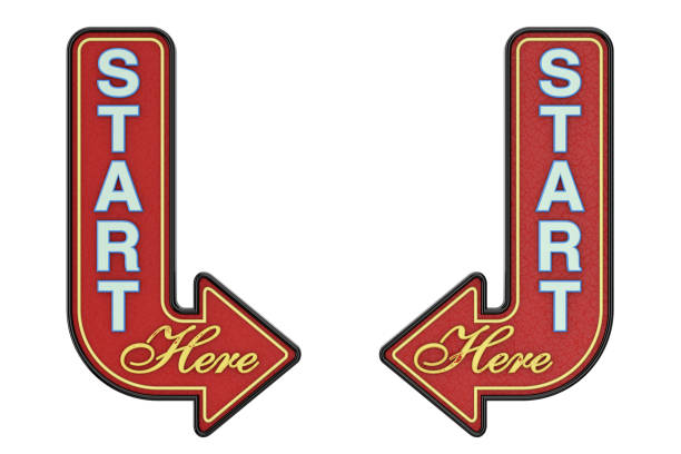 istock Vintage Rusty Metal Start Here Arrow Sign. 3d Rendering 1138657641