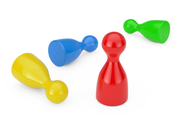 istock Set of Multicolour Board Game Pawn Figures Mockup. 3d Rendering 1138657659