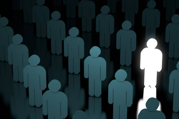 istock Leader Concept. One Glow Man Person in Crowd of Plain People. 3d Rendering 1138657867