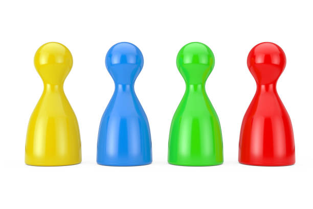 istock Set of Multicolour Board Game Pawn Figures Mockup. 3d Rendering 1138657878