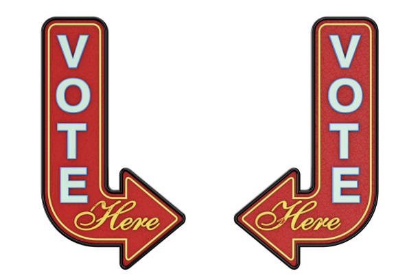 istock Vintage Rusty Metal Vote Here Arrow Sign. 3d Rendering 1138657928