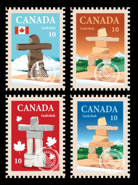 kanada wysyłka, inuksuk - canada american flag canadian culture usa stock illustrations