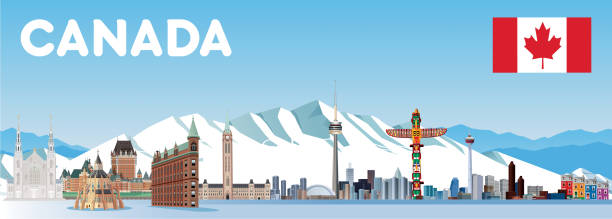 kanada podróże - toronto canada flag montreal stock illustrations