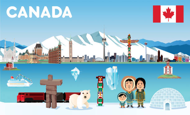 kanada - toronto canada flag montreal stock illustrations