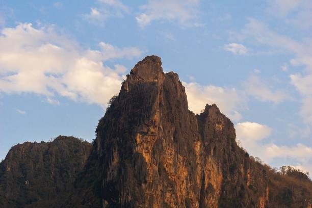 istock Panorama view of mountain peak and sky with cloud nature background 1138665984
