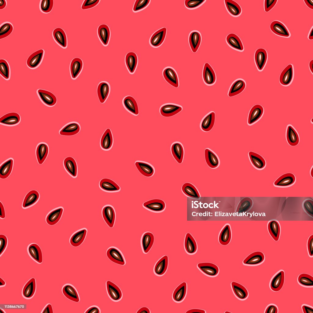 Watermelon Pink Color Pattern Watermelon Seamless Pink Pattern With Watermelon Seeds Vector ...