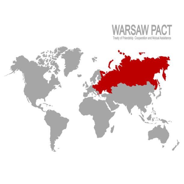 mapa z państwem członkowskim układu warszawskiego - warszawa stock illustrations