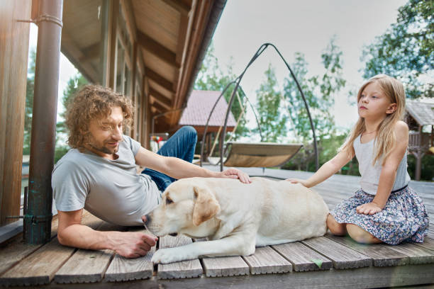istock Father, daughter and dog 1138669638
