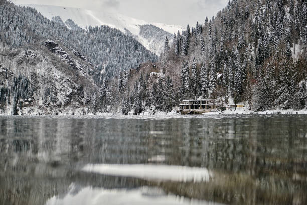 Snowy winter on Lake Ritsa, Abkhazia