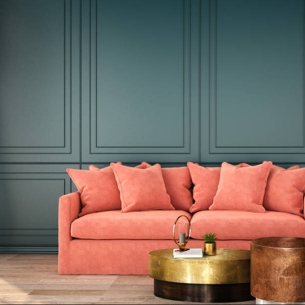 istock interior design for living area or reception with classic wall background / 3d illustration,3d rendering 1138673595